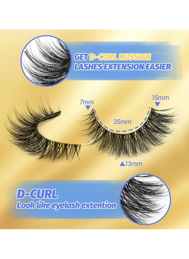 Elashes Russian Strip Lashes D Curl Wispy Natural Look Zanlufly Lashes Like Eyelash Extension Fluffy Transparent Band Cat Eye Fake Eyelashes Pack