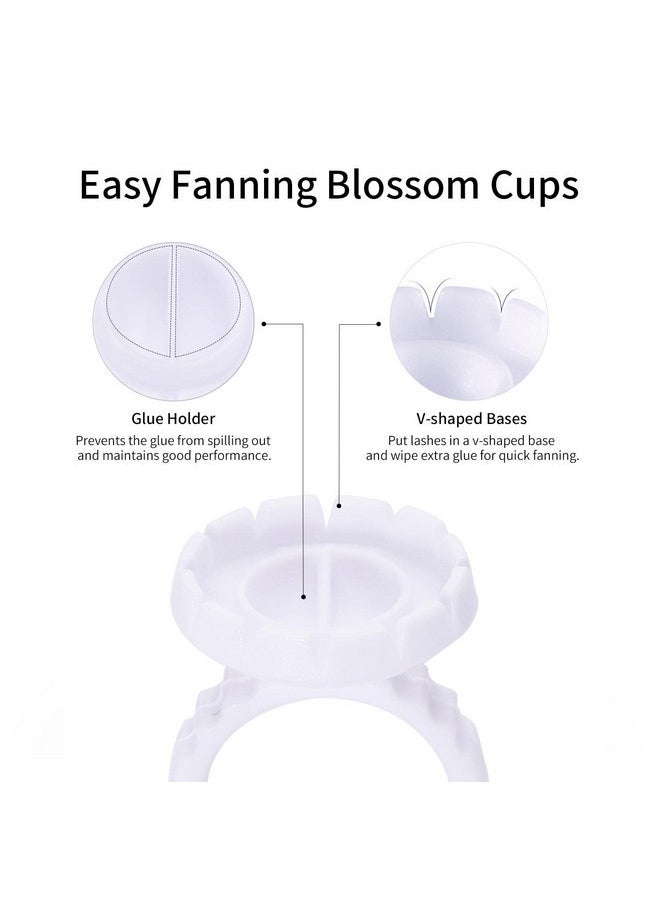 Glue Rings 100 Pcs Smart Glue Holder For Eyelash Extensions, Easy And Quick Fanning Glue Cups For Volume Lashes, White