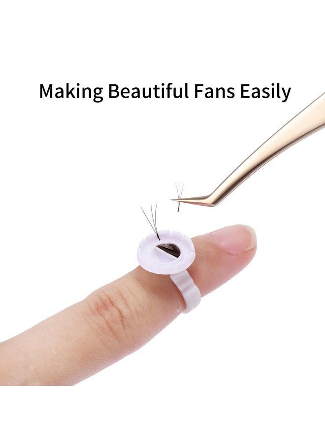 Glue Rings 100 Pcs Smart Glue Holder For Eyelash Extensions, Easy And Quick Fanning Glue Cups For Volume Lashes, White