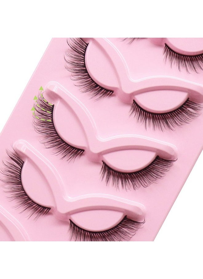 Fox Eye Lashes L Curl Fluffy False Eyelashes 5 Pairs Pack Cat Eye Lashes Wispy & Lightweight Fake Eyelashes For Doll Eye Makeup (Foxy 05)