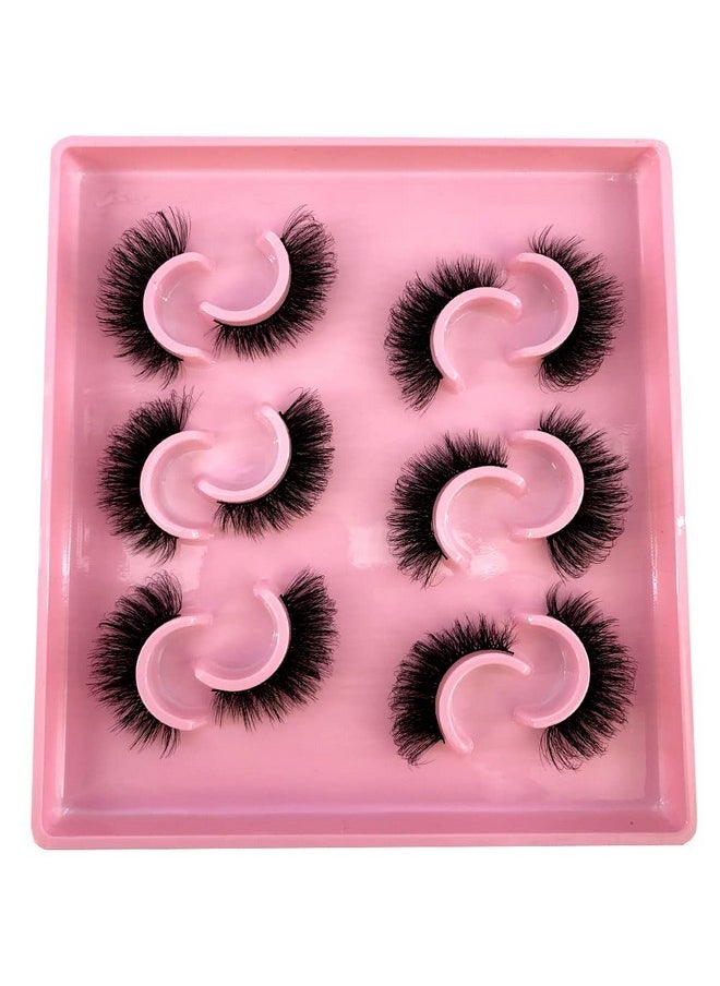 6 Pairs Fluffy False Eyelashes Natural Faux Mink Strip 3D Lashes Pack (Msd-4)