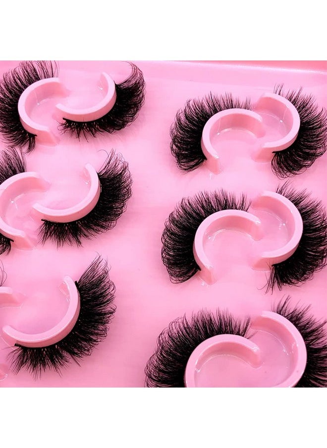 6 Pairs Fluffy False Eyelashes Natural Faux Mink Strip 3D Lashes Pack (Msd-4)