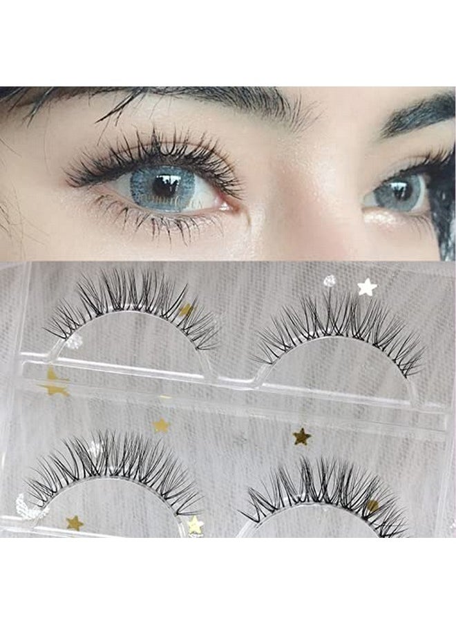 3 Pairs Fake Eyelashes Natural Look False Eye Lashes Daily Strip Cross Clear Band Lashes For Eye Makeup (Mjy-G07)