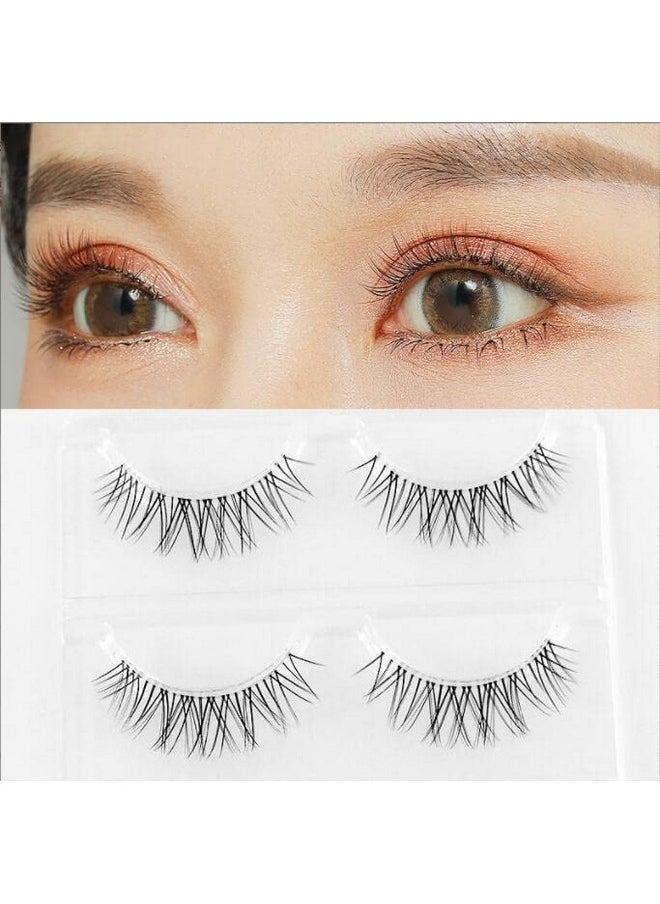 3 Pairs Fake Eyelashes Natural Look False Eye Lashes Daily Strip Cross Clear Band Lashes For Eye Makeup (Mjy-G07)