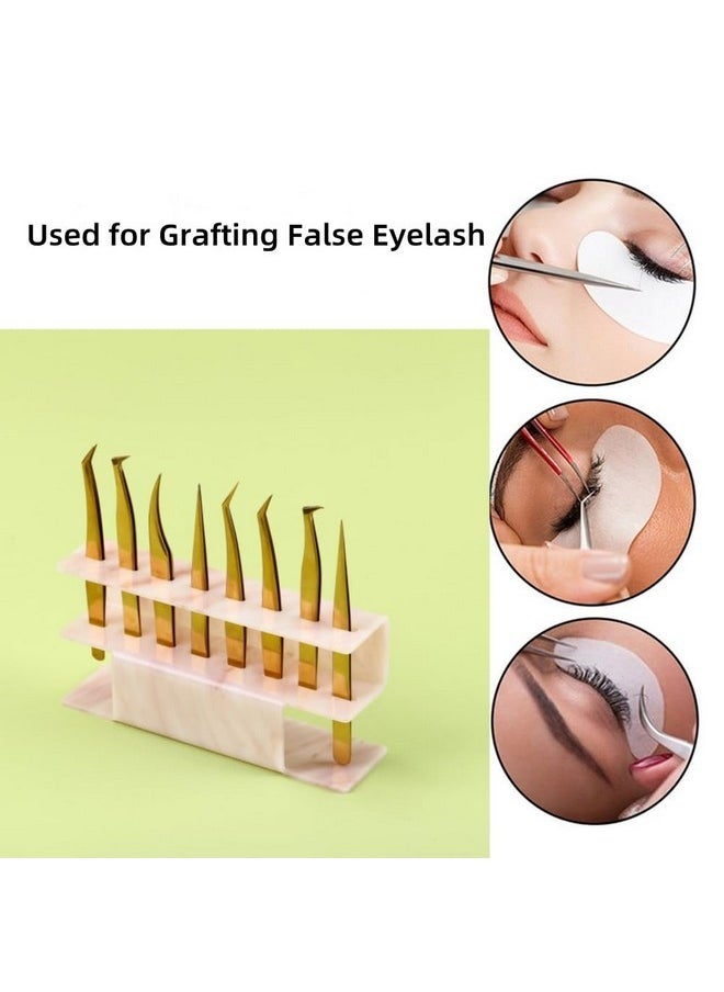 Acrylic Tweezers Holder, 8 Holes Tweezers Stand Display Organizer For Eyelash Extension Supplies Accessories Grafting Beauty Tools (8 Holes Marble Pink)