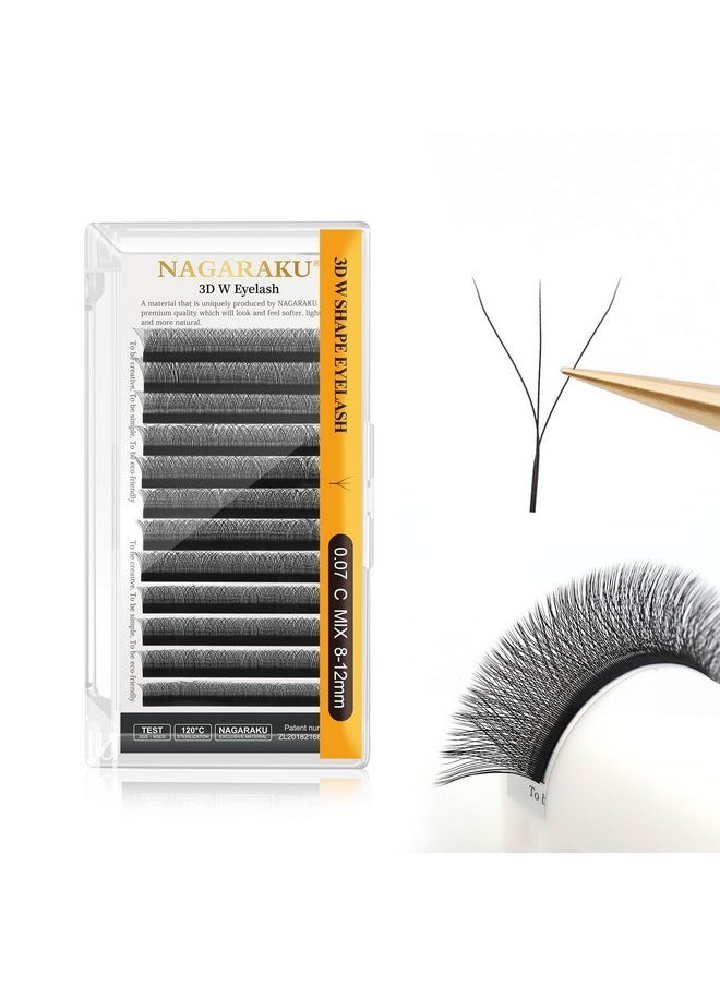 W Eyelash Extension 3D Volume Premade Fan 0.07Mm C Curl 8-12Mm Mix Faux Mink Matte Black Cluster Easy Fanning Yy Eye Lashes