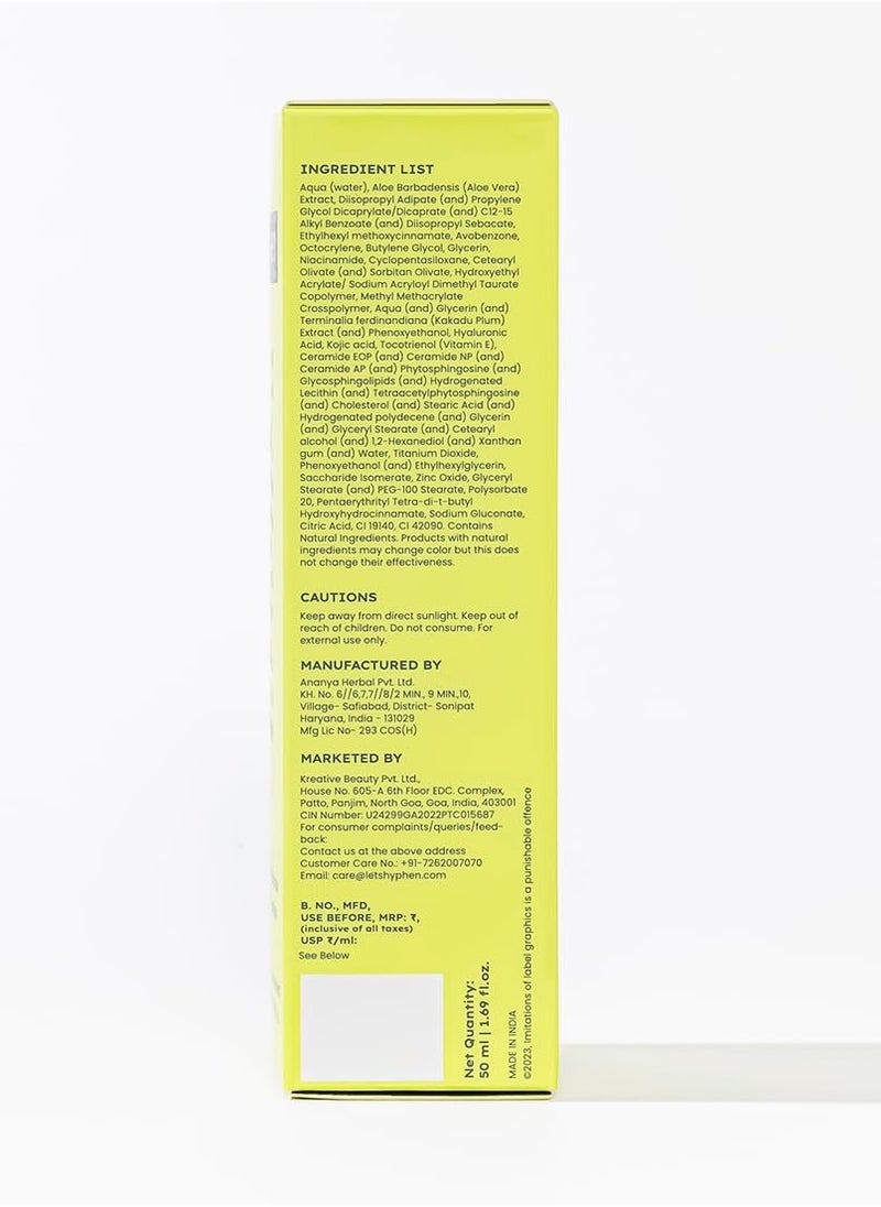 Hyphen All I Need Sunscreen SPF 50 PA ++++ | Lightweight Sun Cream That Moisturizes & Leaves No White Cast | UVA & UVB Sun Protection & Blue Light Protection | Niacinamide, Ceramide Mineral Sunscreen SPF 50 for Women and Men | Rich in Anti-Oxidants | Korean Sunscreen for Dry, Oily, All Skin Types | 50ml