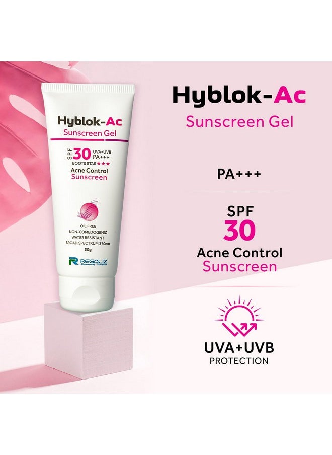 Hyblok-Ac Sunscreen Gel | Uv Protection With Oil Control | Non-Greasy & Lightweight Formula For All Skin Types | Spf Protection