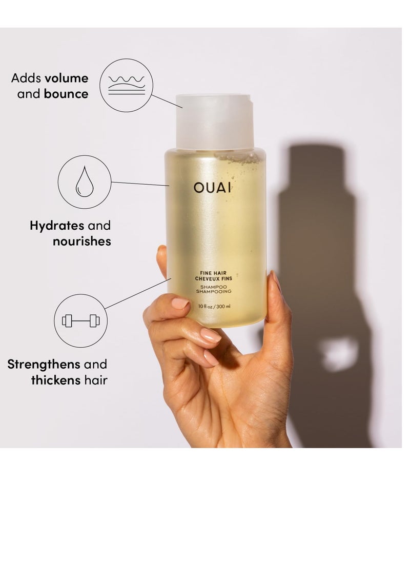 OUAI Fine Shampoo - Volumizing Shampoo with Strengthening Keratin, Biotin & Chia Seed Oil for Fine Hair - Delivers Clean, Weightless Body - Paraben, Phthalate & Sulfate Free Hair Care - 10 fl oz