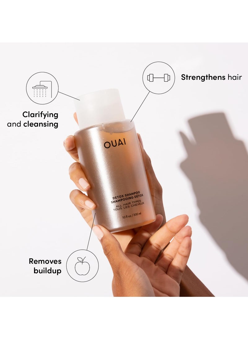 OUAI Detox Shampoo - Clarifying Shampoo for Build Up, Dirt, Oil, Product and Hard Water - Apple Cider Vinegar & Keratin for Clean, Refreshed Hair - Sulfate-Free Hair Care (10 oz)