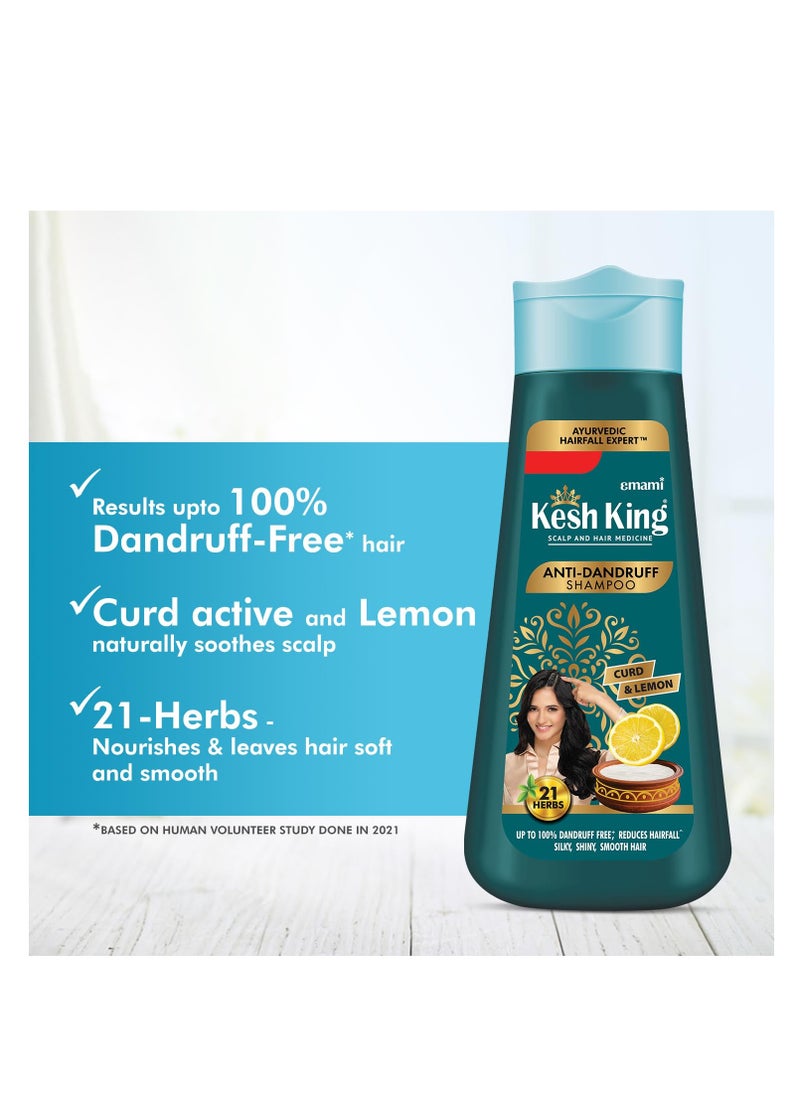 Kesh King Ayurvedic Anti-Dandruff Shampoo Up To 100% Dandruff Free, Reduces Hair Fall, 21 Natural Ingredients With The Goodness Of Curd, Lemon And Neem For Unisex, 340Ml