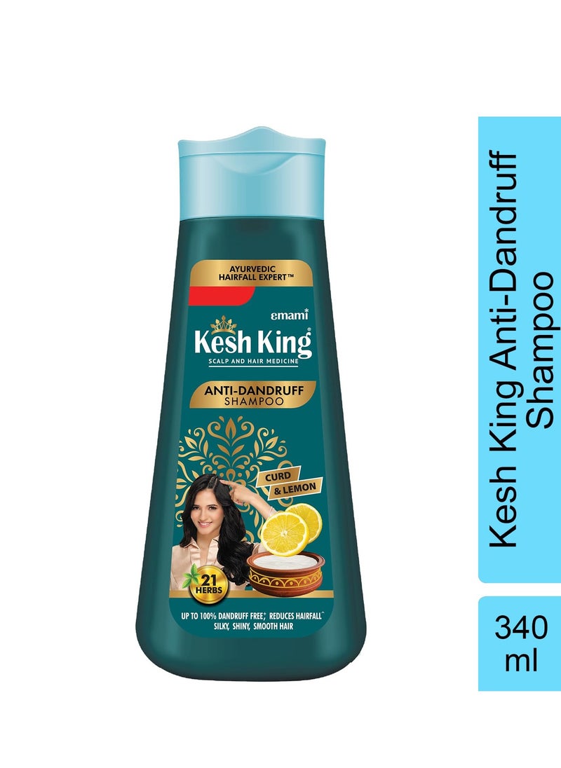 Kesh King Ayurvedic Anti-Dandruff Shampoo Up To 100% Dandruff Free, Reduces Hair Fall, 21 Natural Ingredients With The Goodness Of Curd, Lemon And Neem For Unisex, 340Ml