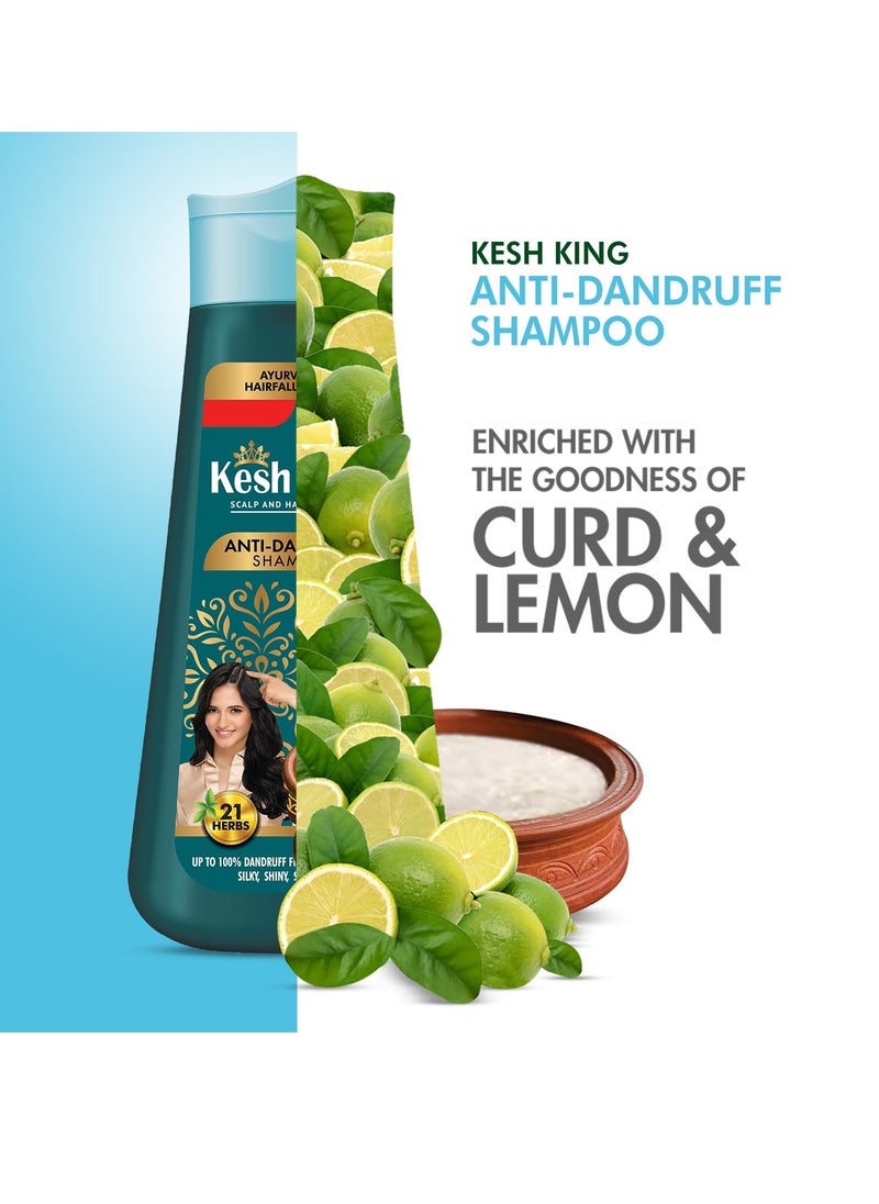 Kesh King Ayurvedic Anti-Dandruff Shampoo Up To 100% Dandruff Free, Reduces Hair Fall, 21 Natural Ingredients With The Goodness Of Curd, Lemon And Neem For Unisex, 340Ml