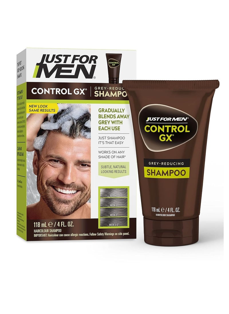 Just For Men Control GX Grey Reducing Shampoo, Gradual Hair Color for Stronger and Healthier Hair, 4 Fl Oz - Pack of 1 (Packaging May Vary)