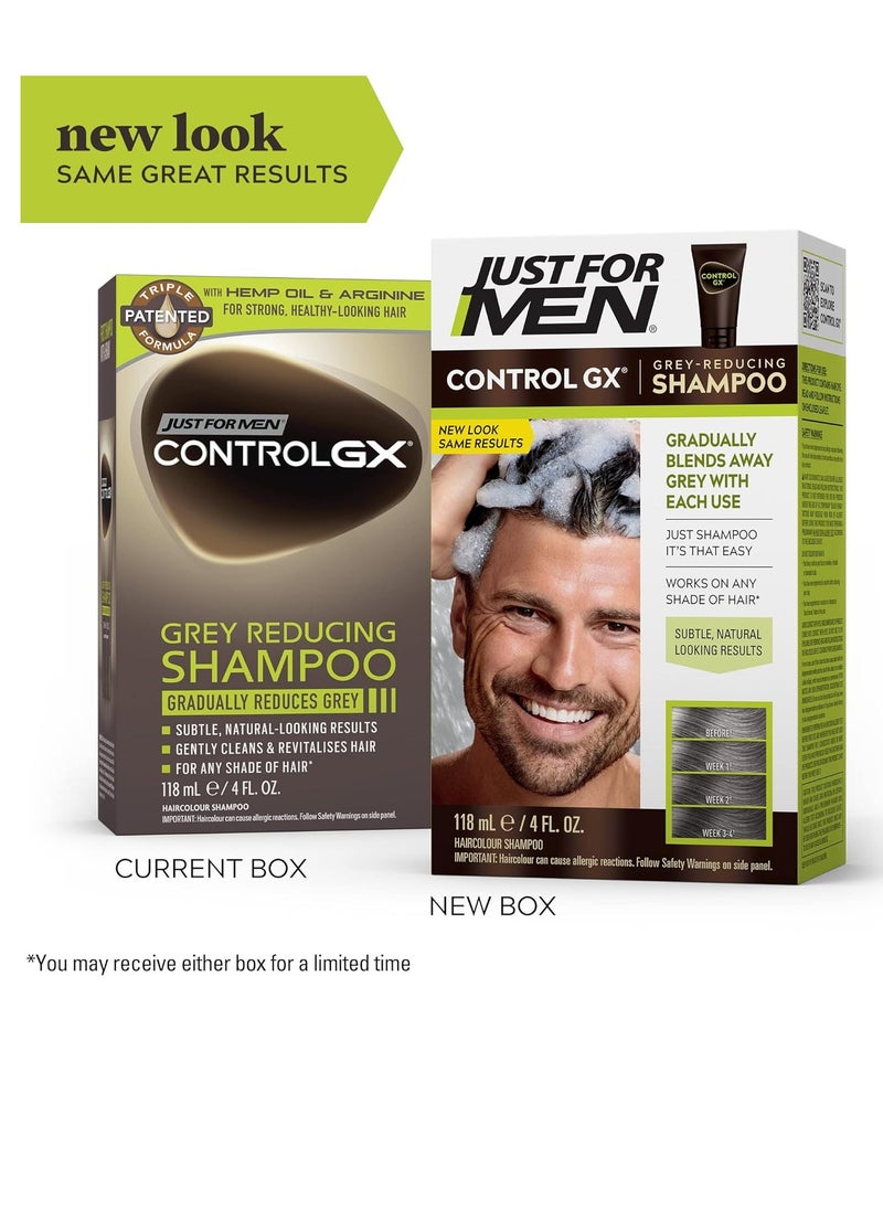 Just For Men Control GX Grey Reducing Shampoo, Gradual Hair Color for Stronger and Healthier Hair, 4 Fl Oz - Pack of 1 (Packaging May Vary)