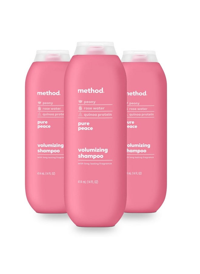 Volumizing Shampoo, Pure Peace With Rose, Peony, And Pink Sea Salt Scent Notes, Paraben And Sulfate Free, 14 Oz (Pack Of 3)