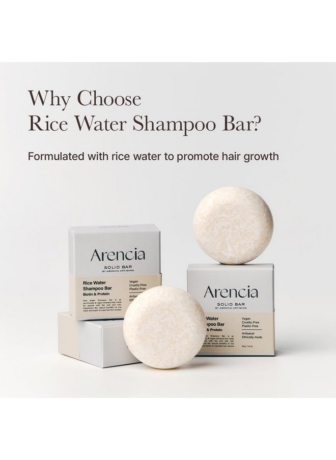Rice Water Shampoo Bar For Hair Growth & Strengthening, All Natural Formula With Biotin & Protein