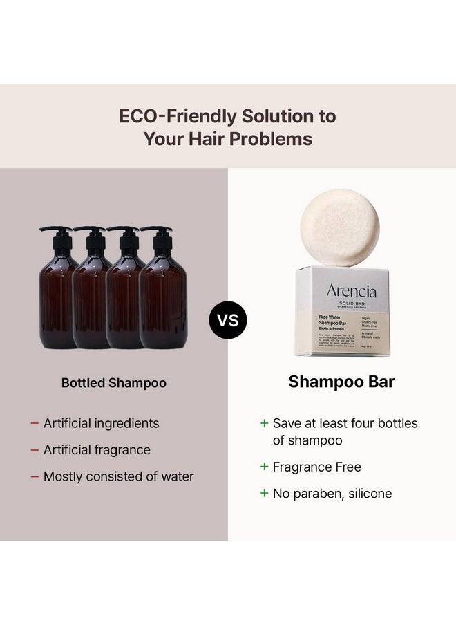 Rice Water Shampoo Bar For Hair Growth & Strengthening, All Natural Formula With Biotin & Protein