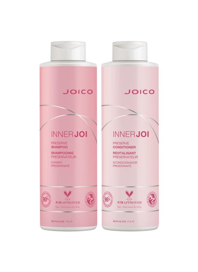 Innerjoi Preserve Shampoo & Contitioner Set | For Color-Protection & Shine | For Color-Treated Hair | Sulfate & Paraben Free | Naturally-Derived Vegan Formula | 33.8 Fl Oz