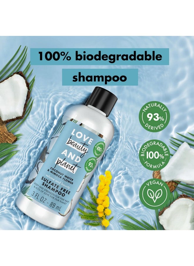 Volume And Bounty Hair Shampoo Thickening Coconut Water & Mimosa Flower Sulfate Free 3 Oz, 12 Pieces