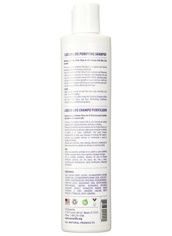 Purifying Shampoo - For All Hair Types - 10 Oz - Made With Fruits And Herbs Extracts - Energize And Stimulate Hair - Helps Prevent Hair Loss And Dandruff - Made In The Usa