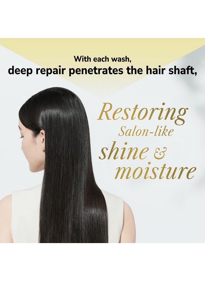 Japanese Organic & Natural Shampoo For Damaged Hair, Repairing Split Ends Shampoo With Pump For Women & Men For Broken Hair, Sulfate & Silicone Free, New Freesia & Cassis 460 Ml/16.2 Fl Oz