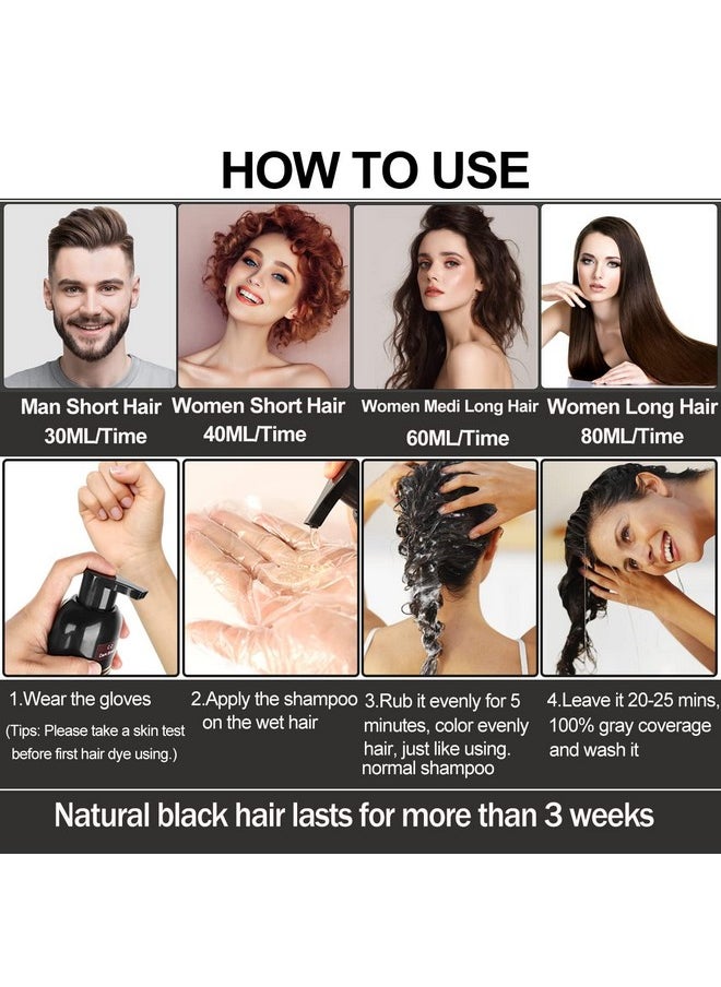 Hair Dye Shampoo 3 In 1-Herbal Ingredients Instant Hair Color Shampoo-100% Grey Coverage Black Hair Dye For Women & Men Hair Dye Coloring In Minutes(17.6 Fl Oz) (Chestnut Brown(Light Brown))