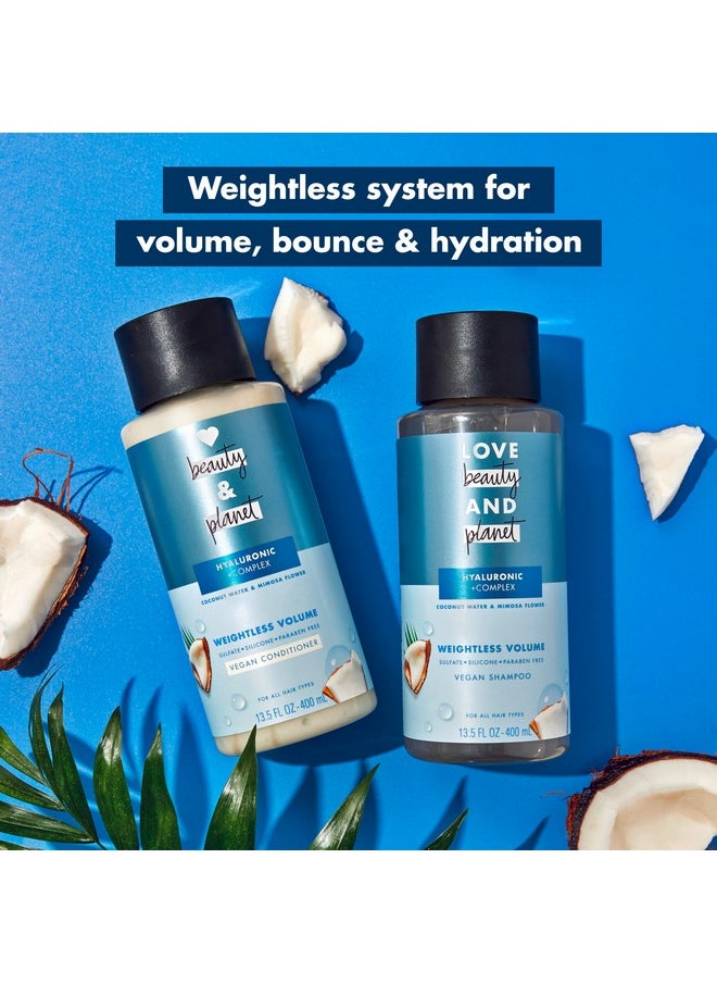 Weightless Volume Shampoo With Hylauronic Acid Coconut Water & Mimosa Flower For Thin And Fine Hair 13.5 Oz