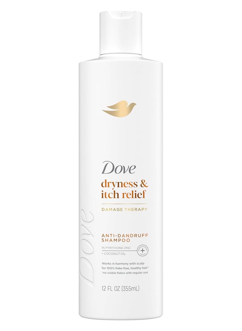 Dove Damage Therapy Derma Shampoo Dryness + Itch for Flaky Scalp with Pyrithione Zinc and Coconut Oil 12 Fl Oz