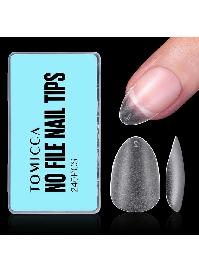 Short Almond Gel X Tips - Almond Shape Acrylic Nail Tips, Soft Gel Nail Tips Full Cover Nail Extensions 240Pcs For Beginner And Professional 12 Sizes