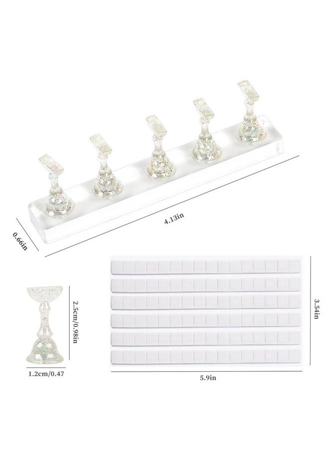 2 Set Nail Holder For Painting Nails, Acrylic Nail Stand For Press On / Nails Display With 96 Pcs Reusable Putty (Clear)