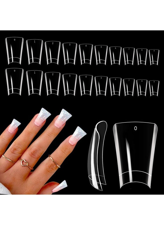 500Pcs Duck Nail Tips, Clear Short Duck Nail Tips For Acrylic Nails Professional, Extra Short Duck Feet Flared Nail Tips Half Cover Fan Wide French False Nail Tips For Extension Nail Salon 10 Sizes