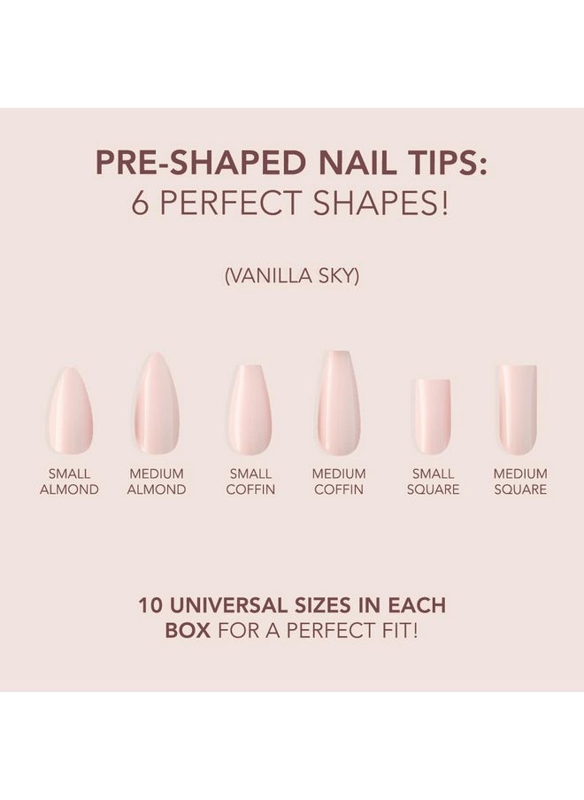 Professional Nails *New* Cover Gelly Tip Case Soft Gel Nail Extensions (Short Almond - Vanilla Sky)