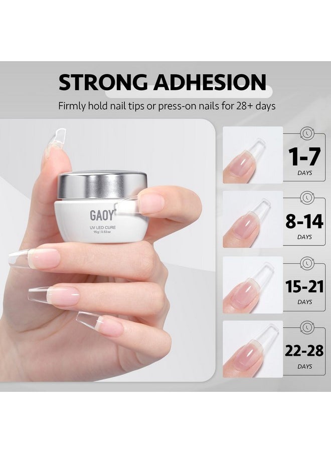 Solid Nail Glue Gel For Nail Tips, 15G Solid Nail Gel, Solid Nail Glue For Press On Nails, False Nail Tips And Acrylic Nail Tips, Uv Light Cure
