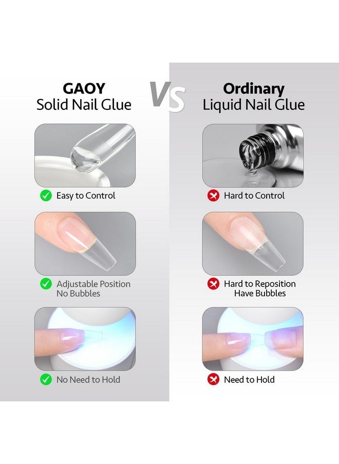 Solid Nail Glue Gel For Nail Tips, 15G Solid Nail Gel, Solid Nail Glue For Press On Nails, False Nail Tips And Acrylic Nail Tips, Uv Light Cure