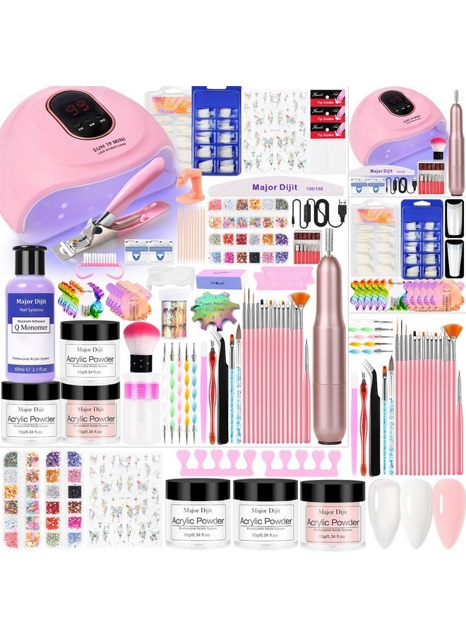 Acrylic Nail Kit-Starter Nails Kit Acrylic Set Acrylic Powder & Liquid With Nail Drill U V Light Professional Acrylic With Everything For Beginners Acrylic Nail Set (Clear/White/Nude)