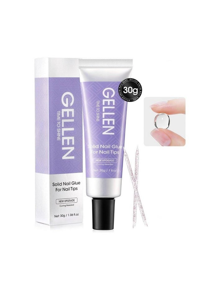 Solid Nail Glue Gel For Press On Nails, 30G Upgraded Gel Nail Glue For Acrylic Nails,Clear 3D Sculpture Gel Super Strong Solid Nail Glue Gel For Gel Tips Uv/Led Lamp Cured