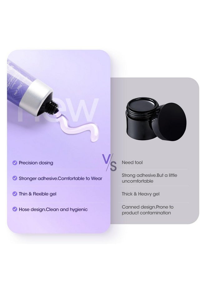 Solid Nail Glue Gel For Press On Nails, 30G Upgraded Gel Nail Glue For Acrylic Nails,Clear 3D Sculpture Gel Super Strong Solid Nail Glue Gel For Gel Tips Uv/Led Lamp Cured