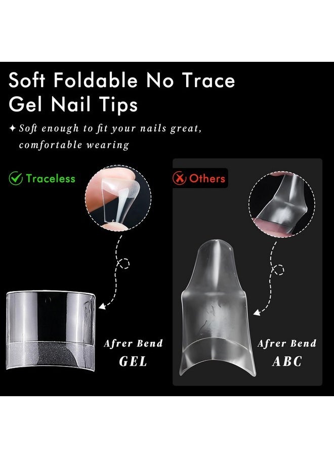 Toe Nail Tips, 600Pcs Soft Gel X Nail Tips Toenails Clear Fake Nails Square Acrylic False Nail Tips 12 Sizes For Toe Nails Extension