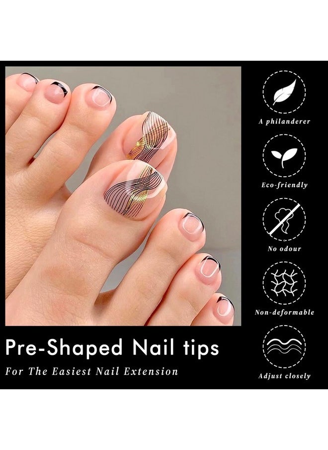 Toe Nail Tips, 600Pcs Soft Gel X Nail Tips Toenails Clear Fake Nails Square Acrylic False Nail Tips 12 Sizes For Toe Nails Extension