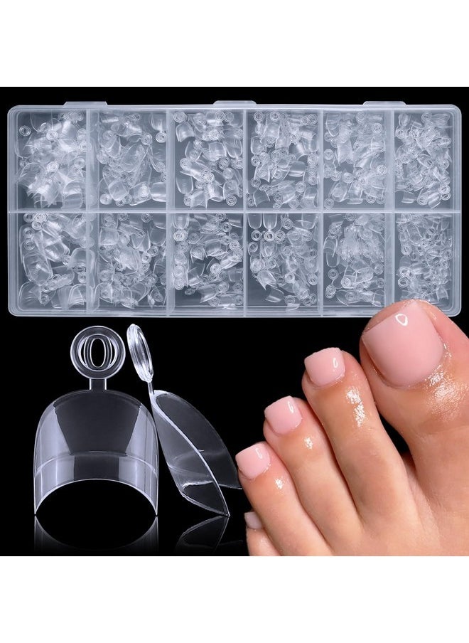 600Pcs Toe Nail Tips Soft Gel X Nail Tips Toenails Clear Fake Nails Square Half Cover Acrylic False Toes Nails For Toe Nails Extension, Press On Toenails Making