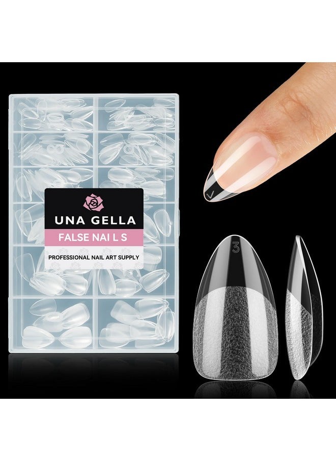 Short Almond Nail Tips, 312Pcs Short Almond Gel X Nail Tips Half Matte Soft Gel Nail Tips Clear Fake Nails For Full Cover Nail Extension Home Diy Nail Salon 12 Sizes