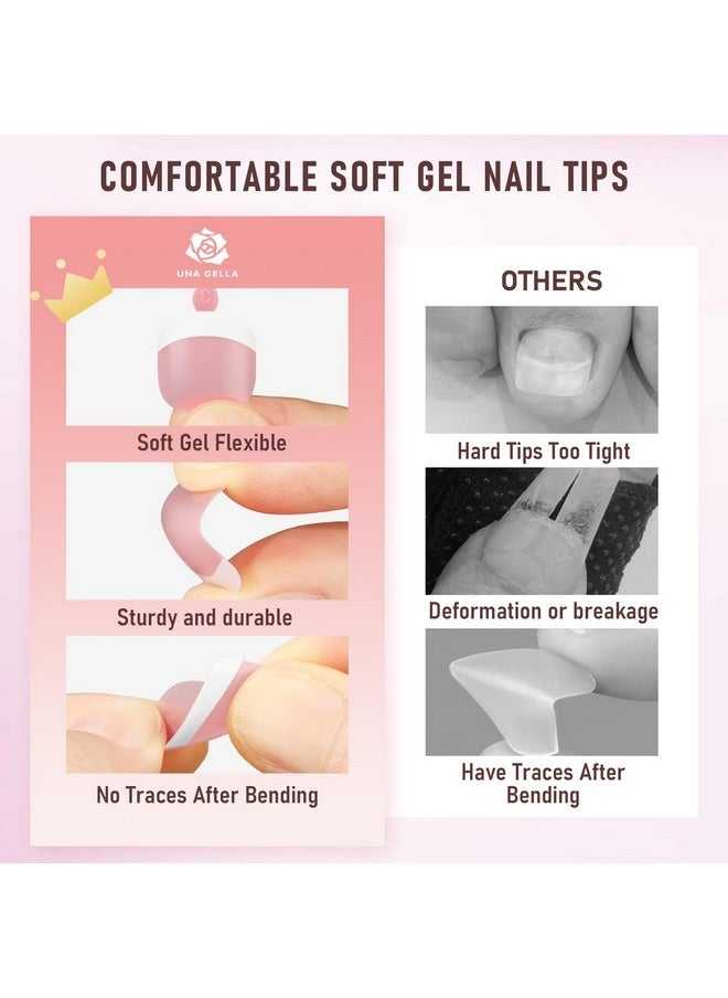 Toe Nail Press Ons Peach Pink Toe Nail Tips Gel X Nail Tips French Tip Press On Nails -216Pcs 12Sizes Soft Gel Press On Toenails Acrylic Nails Soak Off Toenail Press Ons Forhome Diy Salon