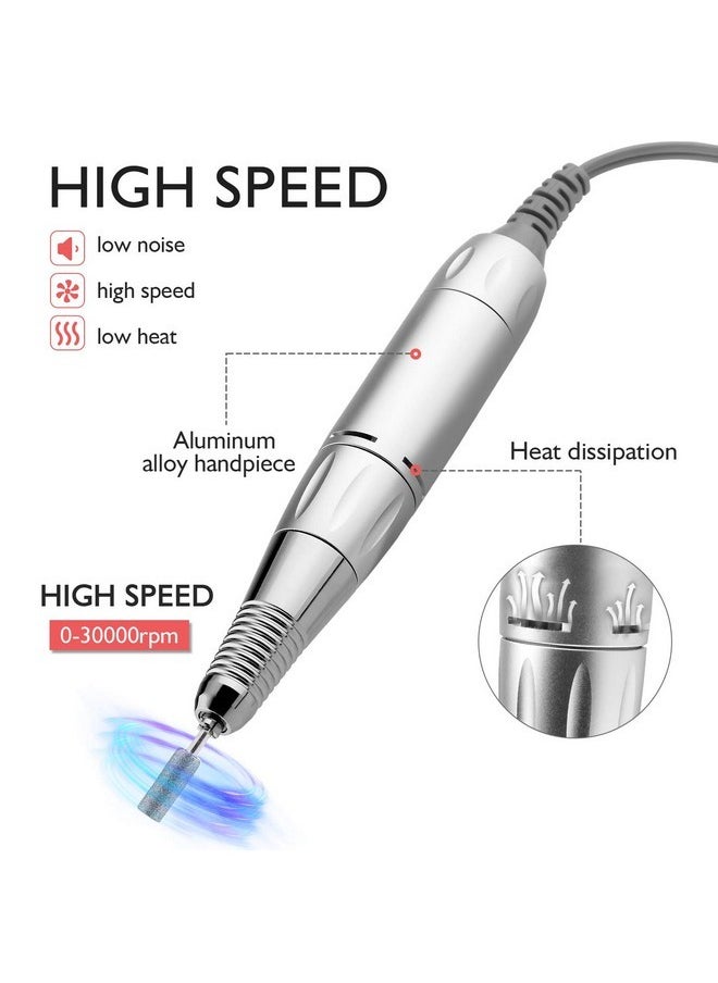 Ill Machine, Az Gogo 30000Rpm Professional Rechargeable Portable Electric Efile Nail Drill For Acrylic Gel Nails, Manicure/Pedicure, Polishing, Cuticle - Salon Or Home Use(White)