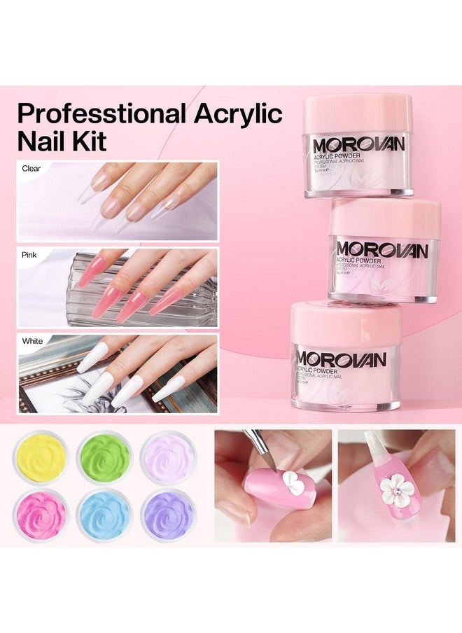 Acrylic Nail Kit For Beginners: Nail Kit Acrylic Set With Professional Acrylic Powder Glitter Full Acrylic Nail Starter Kit For Nail Extensions