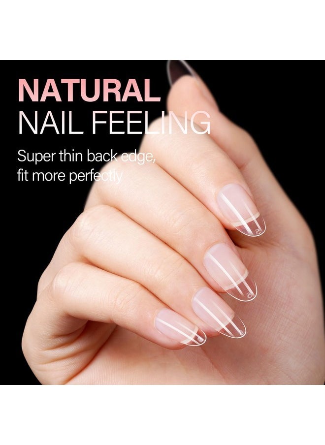 Short Oval Nail Tips Soft Gel Full Cover Clear Gelly Nail Tips Half Matte Acrylic Nail Tips Pre-Filed Fake Press On Nail Tips For Extension Home Diy Salon Manicure 216Pcs 12 Sizes