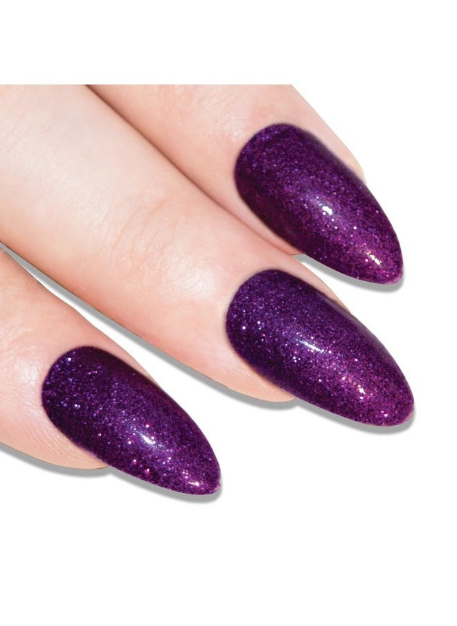 Ls Bling Art Almond Fake Stiletto Gel Purple Glitter 24 Long Tips Glue