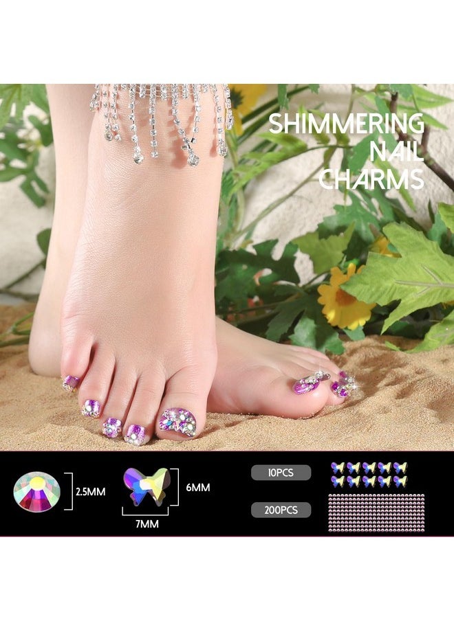 312Pcs Clear Toe Nails Press On With Glitter Kit, Acrylic Toe Nail Tips Kit With Nail Glue, Press On Toenails For Women Fake Toe Nails Glue On