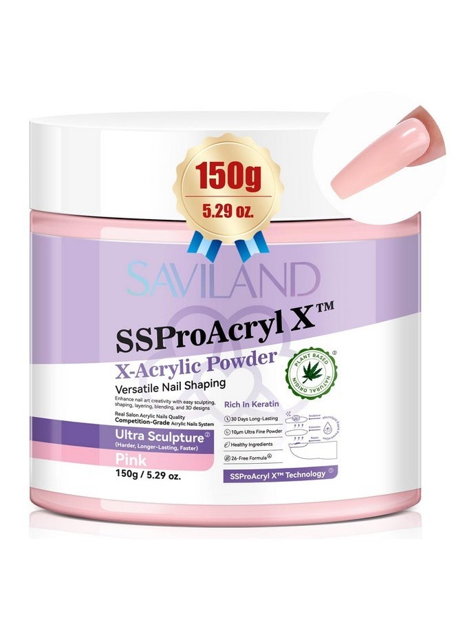 Pink Acrylic Powder Super-Hard: 5.29Oz Keratin Acrylic Powder Smoother Acrylic Nail Powder Bubble Free Professional Nail Powder For Nail Extension & 3D Carving Acrylic Nail Kit Home Salon