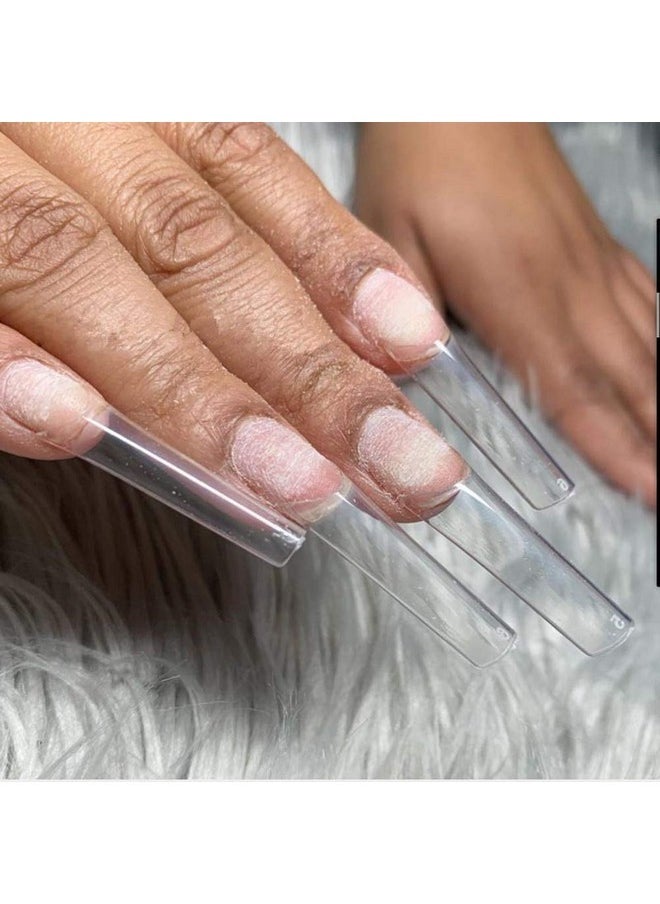 Long C Curved False Nail Tips - C Curved Nail Tips - Long C Curve False Nails - 200Pcs/Box Xl C Curve Fake Nails Premium Square French Acrylic Nail Tips (Clear With Box)